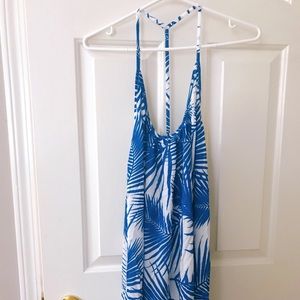 Mikoh Hamptons Silk dress-blue tropical leaf print